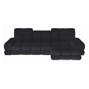 Ecksofa mit elektrischer Sitzverstellung TOLLO MINI Schlaffunktion Bettkasten  283x171 - Schwarz (Quelle 100) 