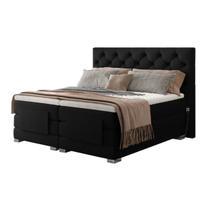 Boxspringbett COLEEN Hotelbett elektrisch kontinentales Bett - Schwarz