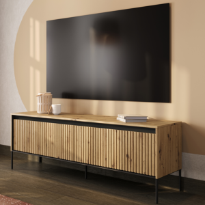 TV-Schrank TREND viertürig TR-05 mit LED Beleuchtung Eiche Artisan - Sofort verfügbar