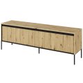 TV-Schrank TREND TR-05 in Artisan Eiche mit vier Türen und LED-Beleuchtung, freigestellt auf weißem Hintergrund