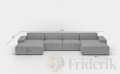 Ecksofa LUGA U L 379 cm mit Knöpfen