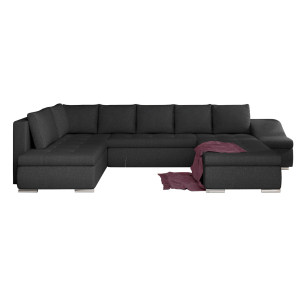Ecksofa GIOVANNI mit Schlaffunktion, Bettkasten & verstellbarer Rückenlehne – modernes Schlafsofa - Dunkelgrau (Inari 96)