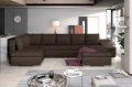 Ecksofa GIOVANNI mit Schlaffunktion und Bettkasten braun