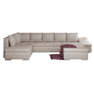 Ecksofa GIOVANNI mit Schlaffunktion, Bettkasten & verstellbarer Rückenlehne – modernes Schlafsofa - Creme