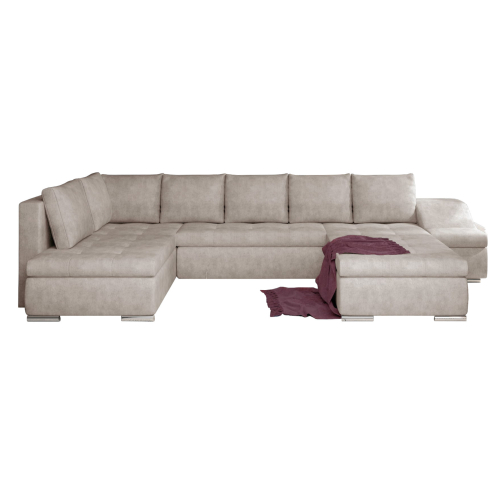 Ecksofa GIOVANNI mit Schlaffunktion, Bettkasten &amp; verstellbarer Rückenlehne – modernes Schlafsofa - Creme