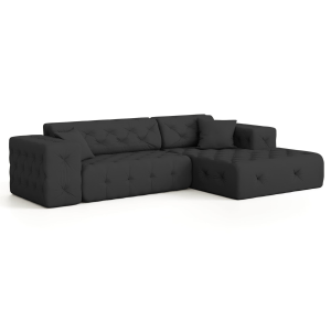 Ecksofa MODEST MINI L-Form Links/Rechts gesteppt mit Kissen - Schwarz
