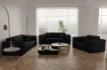 Möbelset MODEST Sofa 3-Sitzer, 2-Sitzer, Sessel, gesteppt - Schwarz