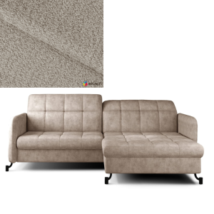 Ecksofa LORA mit Schlaffunktion und Bettkasten – 225x160 cm modernes Sofa mit Delfin-Automat, Ziernähten und HR-Schaum, Royal 20