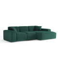 Luga Ecksofa L – Velvet Opera, modernes Design, breite Armlehnen, dekorative Kissen - Petrolblau