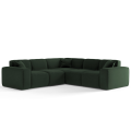 Luga Ecksofa – Velvet, Komfort & dekorative Kissen inklusive - Grün
