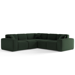 Luga Ecksofa – Velvet, Komfort & dekorative Kissen inklusive - Grün