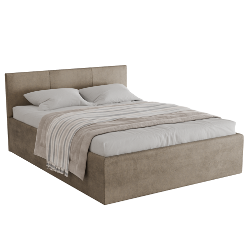 Polsterbett Dona 160x200 cm – modernes Doppelbett mit Bettkasten & gepolstertem Kopfteil - Beige (Noble 02)