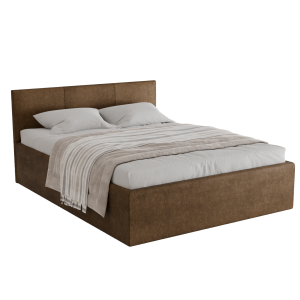 Polsterbett Dona 160x200 cm – modernes Doppelbett mit Bettkasten & gepolstertem Kopfteil - Dunkelbeige (Noble 09)