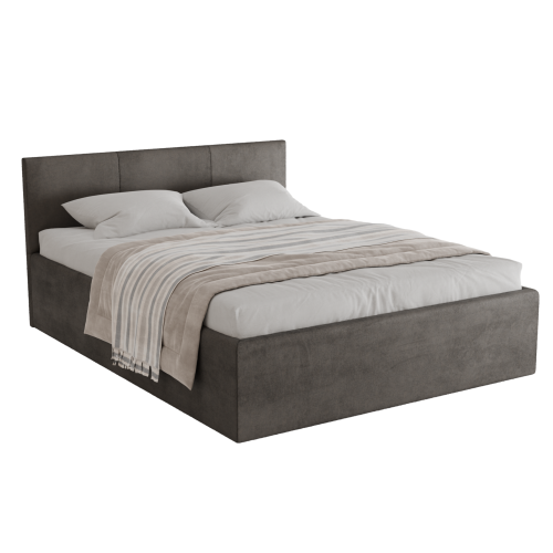 Polsterbett Dona 160x200 cm – modernes Doppelbett mit Bettkasten & gepolstertem Kopfteil - Hellgrau (Noble 84)