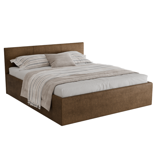 Polsterbett Dona 180x200 cm – modernes Doppelbett mit Bettkasten & gepolstertem Kopfteil - Dunkelbeige (Noble 09)