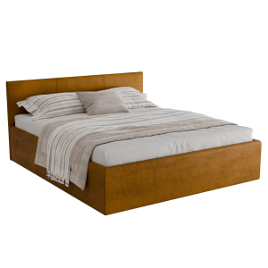 Polsterbett Dona 180x200 cm – modernes Doppelbett mit Bettkasten & gepolstertem Kopfteil - Senf (Noble 48)