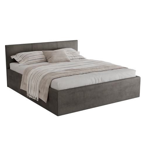 Polsterbett Dona 180x200 cm – modernes Doppelbett mit Bettkasten & gepolstertem Kopfteil - Hellgrau (Noble 84)