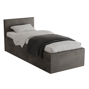 Polsterbett Dona 90x200 cm – modernes Einzelbett mit Bettkasten & gepolstertem Kopfteil - Hellgrau (Noble 84)