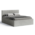 Polsterbett RETTAN 160x200 cm – modernes Doppelbett mit Bettkasten & gepolstertem Kopfteil - Beige (Noble 02)
