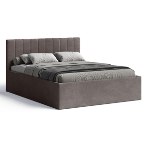 Polsterbett RETTAN 160x200 cm – modernes Doppelbett mit Bettkasten & gepolstertem Kopfteil - Cappucino Braun (Noble 15)