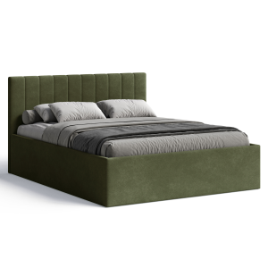Polsterbett RETTAN 160x200 cm – modernes Doppelbett mit Bettkasten & gepolstertem Kopfteil - Olive (Noble 38)