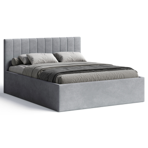 Polsterbett RETTAN 160x200 cm – modernes Doppelbett mit Bettkasten & gepolstertem Kopfteil - Grau (Noble 85)