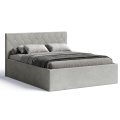 Polsterbett Radius 160x200 cm – modernes Doppelbett mit Bettkasten & gepolstertem Kopfteil - Beige (Noble 02)