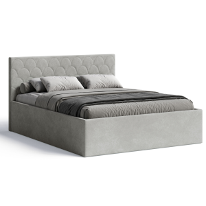Polsterbett Radius 160x200 cm – modernes Doppelbett mit Bettkasten & gepolstertem Kopfteil - Beige (Noble 02)