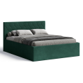 Polsterbett Radius 160x200 cm – modernes Doppelbett mit Bettkasten & gepolstertem Kopfteil - Flaschengrün (Noble 37)