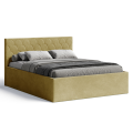 Polsterbett Radius 160x200 cm – modernes Doppelbett mit Bettkasten & gepolstertem Kopfteil - Senf (Noble 48)