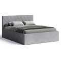 Polsterbett Radius 160x200 cm – modernes Doppelbett mit Bettkasten & gepolstertem Kopfteil - Grau (Noble 85)