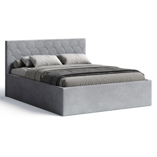 Polsterbett Radius 160x200 cm – modernes Doppelbett mit Bettkasten & gepolstertem Kopfteil - Grau (Noble 85)