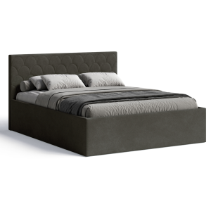 Polsterbett Radius 160x200 cm – modernes Doppelbett mit Bettkasten & gepolstertem Kopfteil - Dunkelgrau (Noble 95)