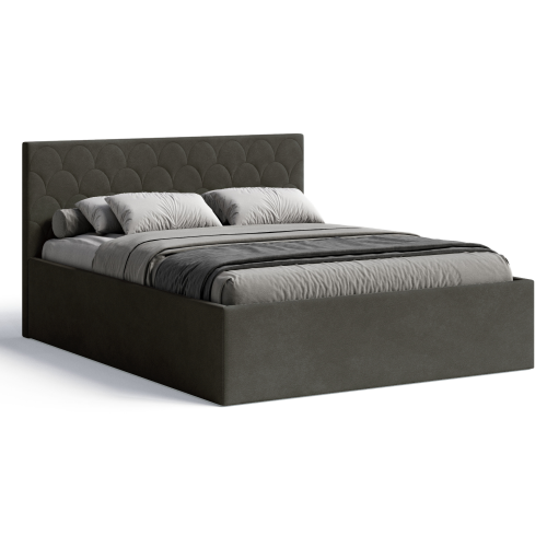 Polsterbett Radius 160x200 cm – modernes Doppelbett mit Bettkasten & gepolstertem Kopfteil - Dunkelgrau (Noble 95)