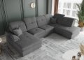 BONO U  Ecksofa mit Schlaffunktion und Bettkasten - Anthracite