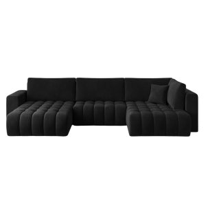 Ecksofa BONITO mit Bettkasten Schlaffunktion upholstered - Schwarz (Velvetmat 100) 