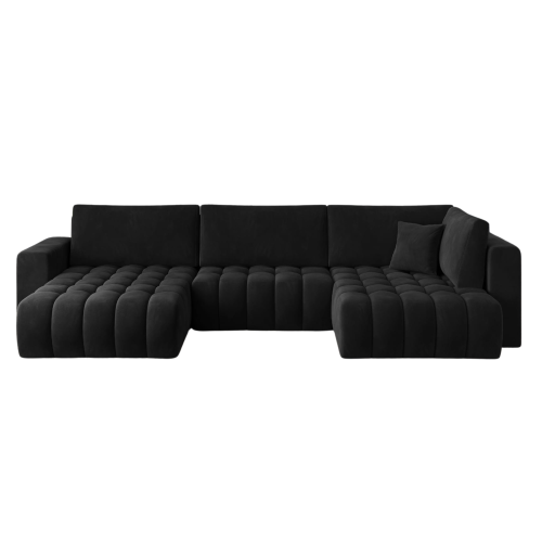 Ecksofa BONITO mit Bettkasten Schlaffunktion upholstered - Schwarz (Velvetmat 100)