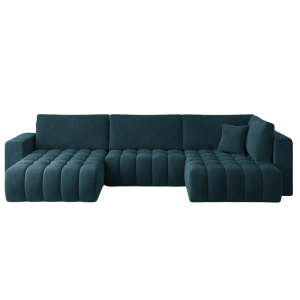 Ecksofa BONITO mit Bettkasten Schlaffunktion upholstered - Petrolblau (Velvetmat 40)