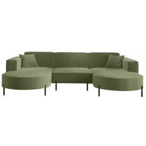 PARMA U HILLS Ecksofa – Sofa mit Bouclé Stoff Quelle, modernes Design, 299 cm - Grün (Quelle 38)