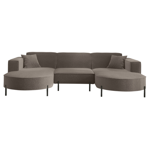 PARMA U HILLS Ecksofa – Sofa mit Bouclé Stoff Quelle, modernes Design, 299 cm - Braun (Quelle 21)