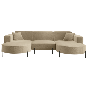 PARMA U HILLS Ecksofa – Sofa mit Bouclé Stoff Quelle, modernes Design, 299 cm - Beige, Hellbraun (Quelle 18)