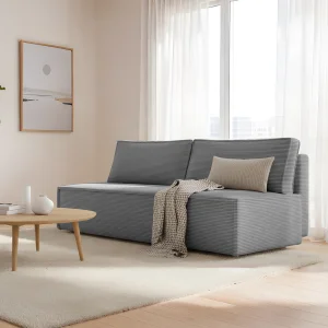 2-Sitzer Sofa LUNA mit Schlaffunktion & Bettkasten – modernes Design, Stoff POSO - Grau (Poso 22) 