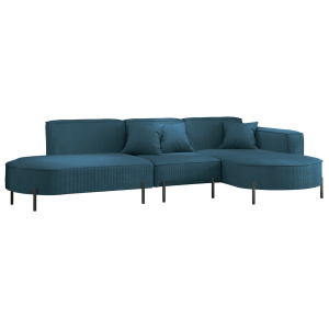 Parma Hills L – elegantes Ecksofa in L-Form mit hohen Beinen und Scala-Stoff - Navy, Dunkelblau