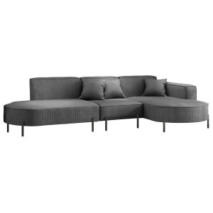Parma Hills L – elegantes Ecksofa in L-Form mit hohen Beinen und Scala-Stoff - Schwarz