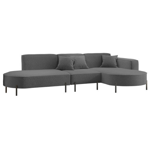 Parma Hills L – elegantes Ecksofa in L-Form mit hohen Beinen und Bouclé-Stoff - Dunkelgrau (Quelle 92)