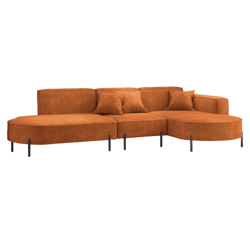 Parma Hills L – elegantes Ecksofa in L-Form mit hohen Beinen und Velours Noel - Ziegel (Noel 12)