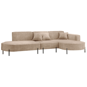 Parma Hills L – elegantes Ecksofa in L-Form mit hohen Beinen und Velours Noel -  Beige (Noel 17)