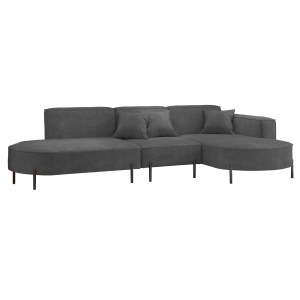 Parma Hills L – elegantes Ecksofa in L-Form mit hohen Beinen und Velours Noel - Graphit (Noel 25)