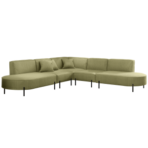 PARMA Corner HILLS Ecksofa – modernes Design, bequemer Komfort & Cordstoff - Stoff Scala - Lime, Hellgrün