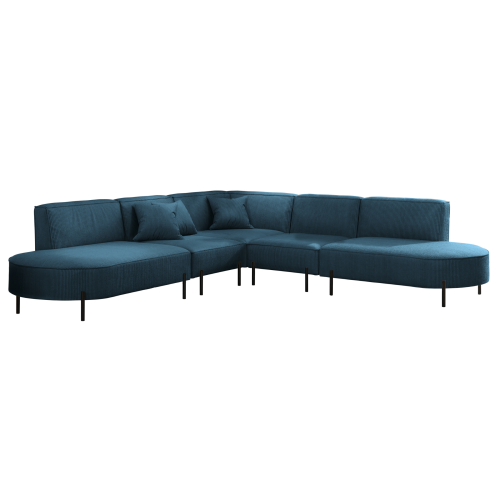 PARMA Corner HILLS Ecksofa – modernes Design, bequemer Komfort & Cordstoff - Stoff Scala - Navy, Dunkelblau